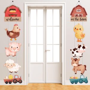 anydesign farm animal themed party decoration 10pcs farm animal cutouts banner cute cartoon welcome hanging door sign for baby shower family reunion theme party supplies