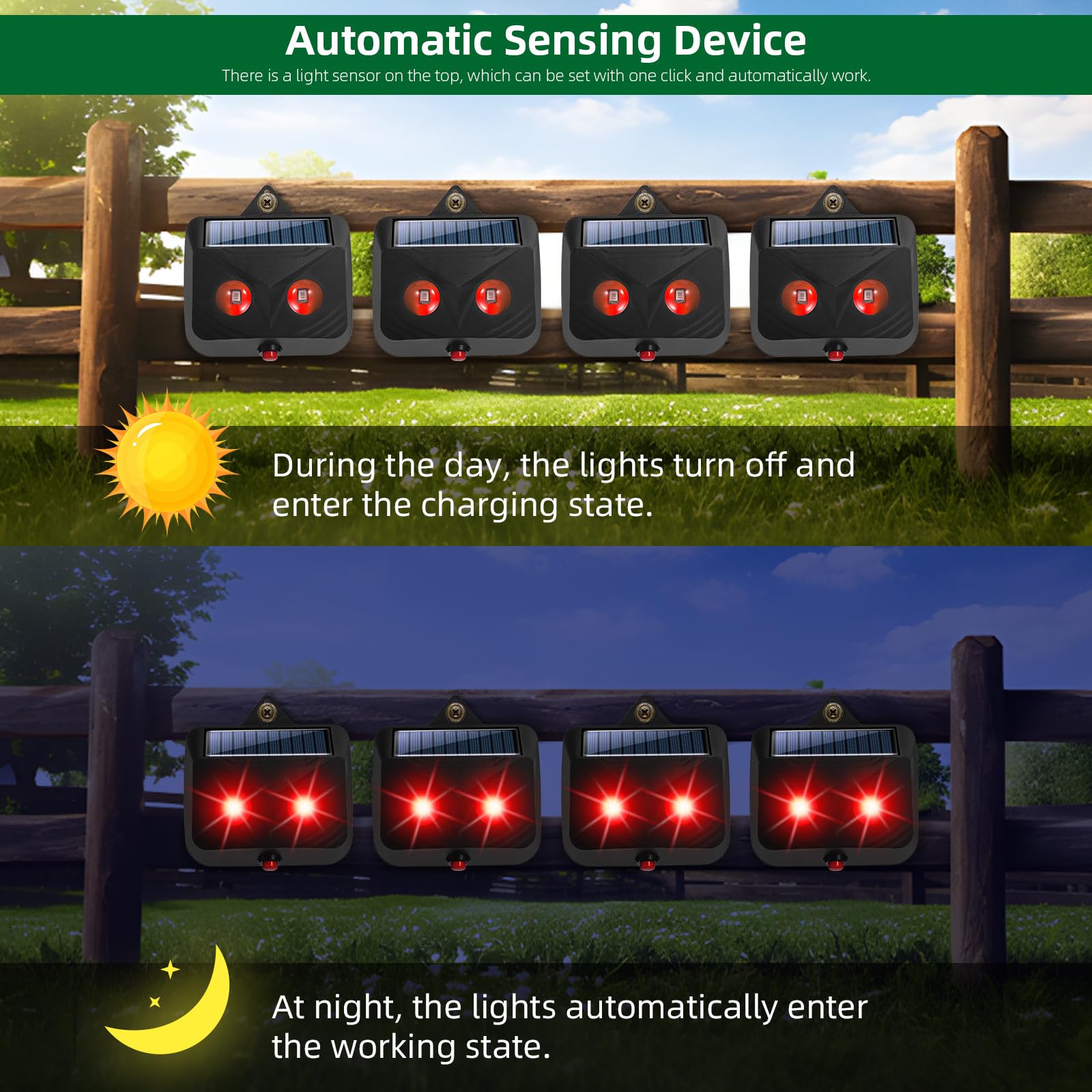 4Pcs Solar Nocturnal Animal Repeller Predator Control Light Coyote Repellent Devices with LED Lights Outdoor Night Guard Animal Predator Repellent for Deer,Cat,Coyote from Yard Farm&Chicken Coop (Red)