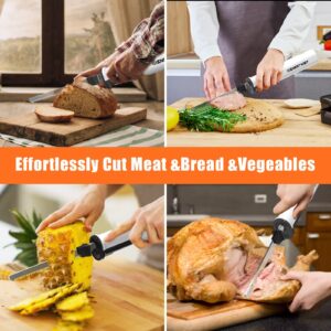 ENERTWIST Cordless Rechargeable Electric Knife 1S Quick Start One-Hand Operation with 4 Stainless Steel Blades and Safety Lock Button, Carving Bread, Meats, Turkey, Crafting Foam