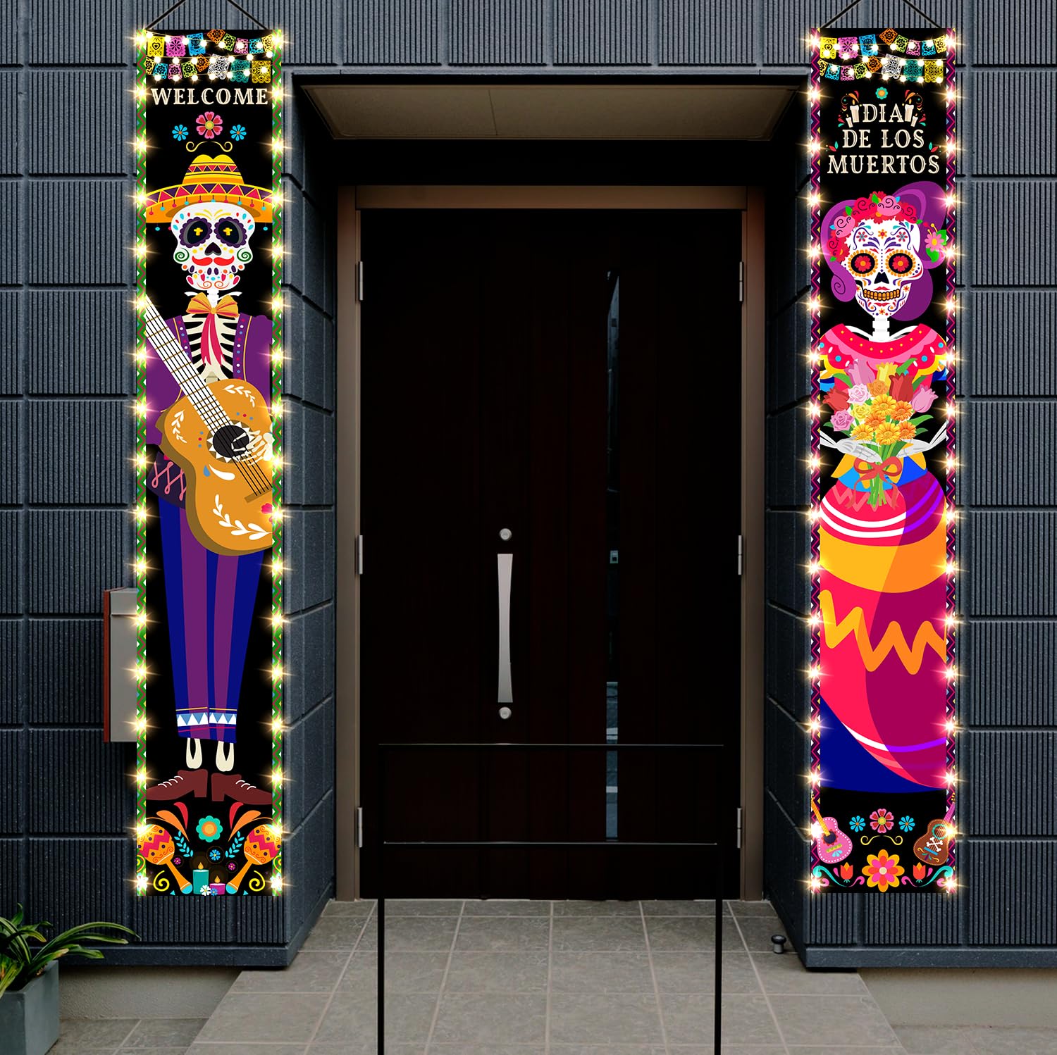 Dia De Los Muertos Decor Lighted Porch Sign, Dia De Muertos Decorations Dia De Los Muertos Banner, Dia De Los Muertos Door Decorations, Day Of The Dead Decorations Sign Banner tineit