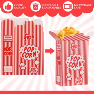 Ireer 200 Pcs 0.75 oz Popcorn Boxes, Close Top Popcorn Containers for Movie Party, Bulk Red and White Striped Paper Popcorn Boxes for Popcorn Machine Theater Night Party Carnival Circus Party Supply