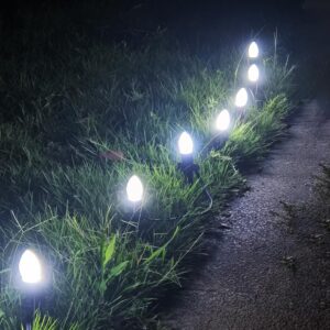 25 Pack C7 Cool White LED Replaceable Bulbs – Dimmable White LED Christmas Lights Bulbs Decoration, 0.72W Indoor Outdoor Christmas Waterproof Bulbs, White Night Light, E12 Candelabra Base, IP:65