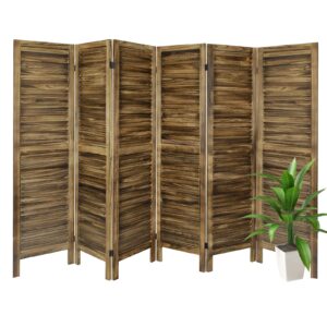 babion 6 panel room dividers, wood room divider screen, room dividers and folding privacy screens, folding portable partition screen, modern bedroom decoration(dark brown)