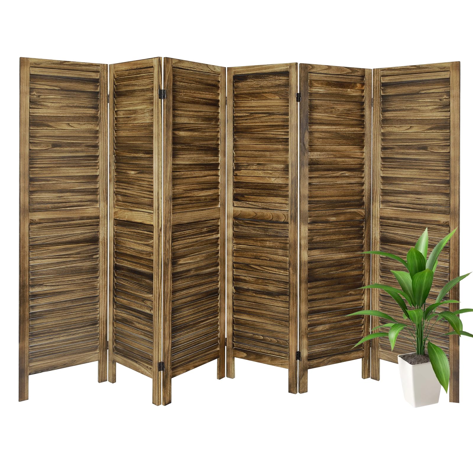 Babion 6 Panel Room Dividers, Wood Room Divider Screen, Room Dividers and Folding Privacy Screens, Folding Portable Partition Screen, Modern Bedroom Decoration(Dark Brown)