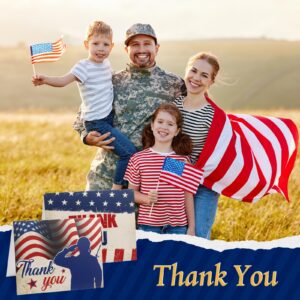 Pasimy 120 Sets Patriotic Thank You Cards with White Envelopes 2024 Upgrade 4th of July Cards American Flag Greeting Cards Bulk Note Cards for Veterans Memorial Independence Day Party Favor Gifts