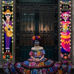 Dia De Los Muertos Decor Lighted Porch Sign, Dia De Muertos Decorations Dia De Los Muertos Banner, Dia De Los Muertos Door Decorations, Day Of The Dead Decorations Sign Banner tineit