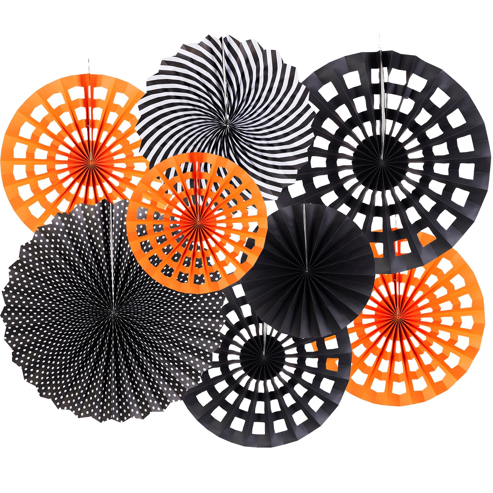 Black and Orange Party Decorations Hanging Paper Fans Party Decorations for Basketball Birthday Graduation Gothic Halloween Tissue Paper Fans Paper Party Decorations