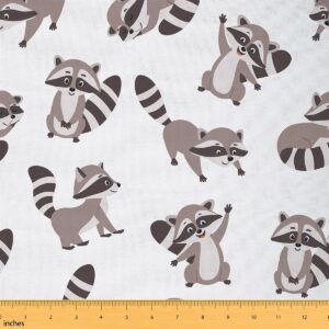 cute raccoon decorative fabric by the yard cartoon wildlife animal indoor outdoor upholstery fabric kawaii bear fabric for quilting sewing arts diy craft,1 yard