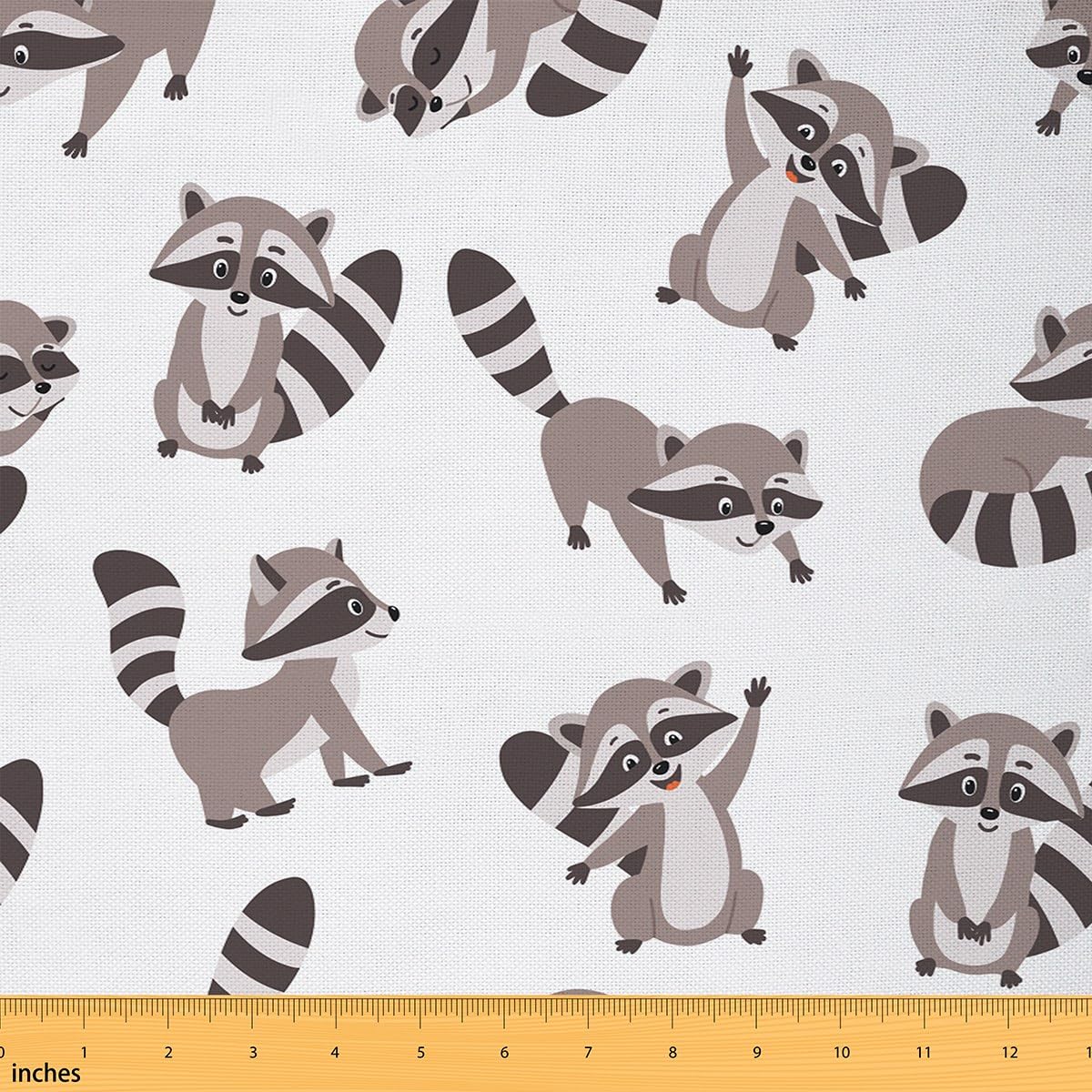 Cute Raccoon Decorative Fabric by The Yard Cartoon Wildlife Animal Indoor Outdoor Upholstery Fabric Kawaii Bear Fabric for Quilting Sewing Arts DIY Craft,1 Yard