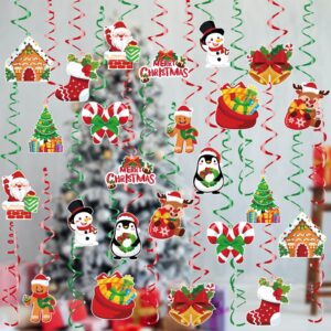 ccinee 36pcs christmas hanging foil swirls, xmas hanging decoration christmas foil ceiling hanging swirls for indoor outdoor christmas holiday party supplies