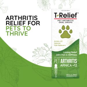 MediNatura T-Relief Pet Arthritis Pain Relief Arnica +12 Powerful Natural Medicines Help Reduce Hip & Joint Pain Soreness & Stiffness Fast-Acting Soother for Dog & Cat - 1.69 oz (2 Pack)