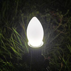 25 Pack C7 Cool White LED Replaceable Bulbs – Dimmable White LED Christmas Lights Bulbs Decoration, 0.72W Indoor Outdoor Christmas Waterproof Bulbs, White Night Light, E12 Candelabra Base, IP:65