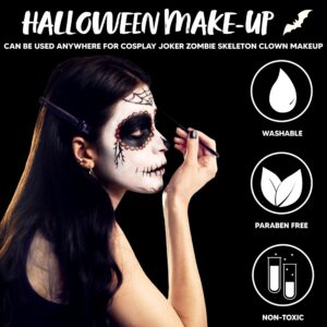 Spooktacular Creations Halloween 2 Oz White Face Body Paint Makeup Foundation Cream for Adult and Kids, Waterproof Body Paint with Makeup Brush for Stage, Film, Clown, SFX Cosplay