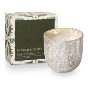 ILLUME Large Boxed Crackle Glass Candle, Balsam & Cedar