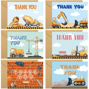 Construction Thank You Cards 24 Pack Kids Thank You Notes Greeting Cards with Envelopes Birthday Teacher Gift