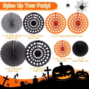 Black and Orange Party Decorations Hanging Paper Fans Party Decorations for Basketball Birthday Graduation Gothic Halloween Tissue Paper Fans Paper Party Decorations