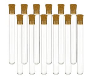 eisco 12pc 25ml glass test tubes with cork stoppers, 18x150mm - industrial quality borosilicate glass & premium natural cork - for science experiments, plant cuttings, seeds, beads, spices, bath salts