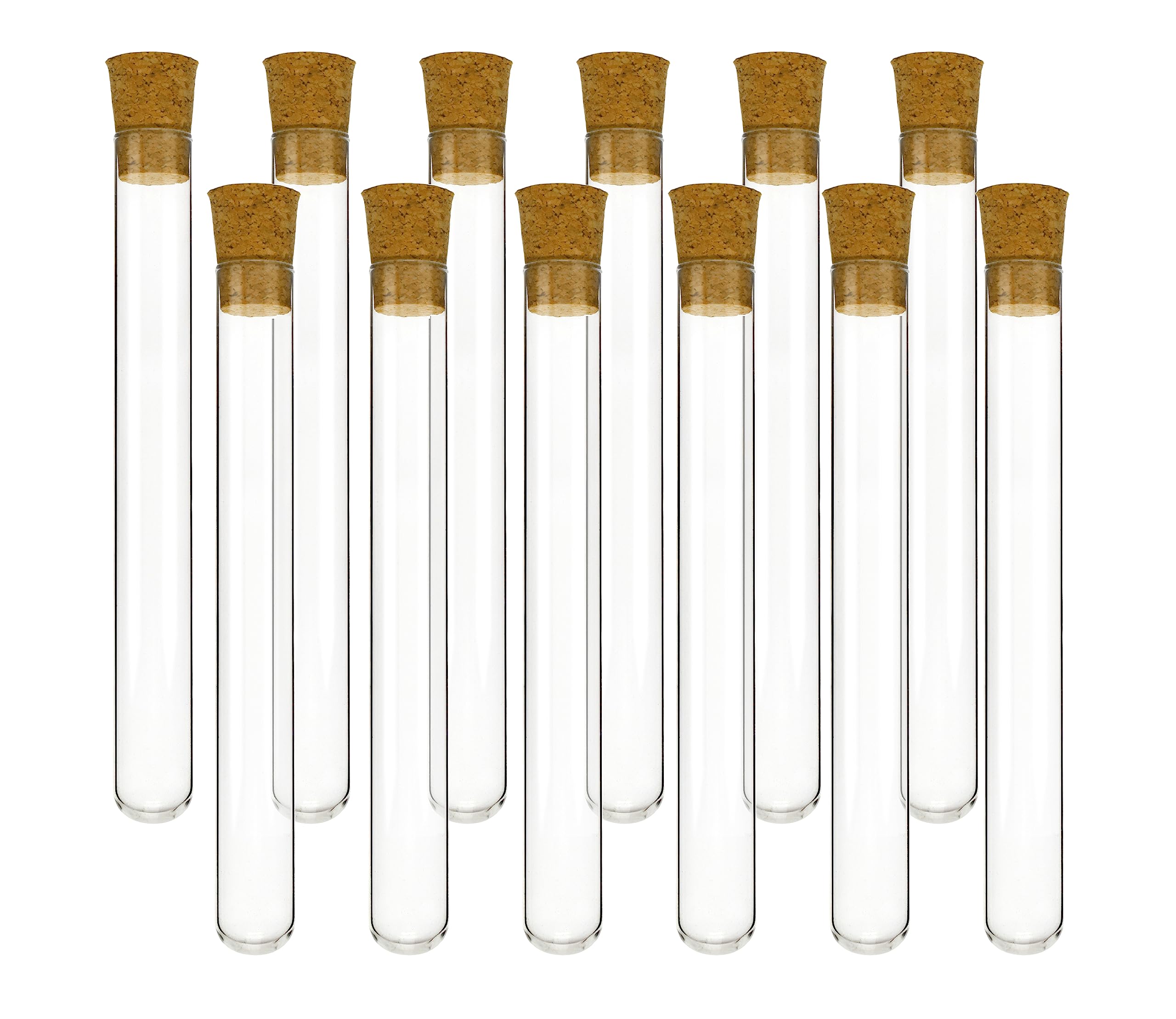 EISCO 12pc 25mL Glass Test Tubes with Cork Stoppers, 18x150mm - Industrial Quality Borosilicate Glass & Premium Natural Cork - For Science Experiments, Plant Cuttings, Seeds, Beads, Spices, Bath Salts