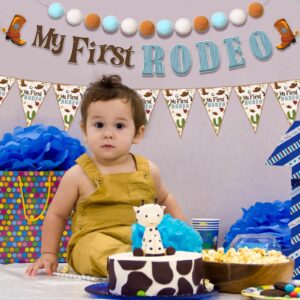 Peryiter My First Rodeo Decorations Boy Cowboy 1st Birthday Party Decorations 5 Pieces My First Rodeo Banner Cowboy Baby Shower Decorations for Boy Rodeo Birthday Party Supplies