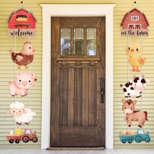 AnyDesign Farm Animal Themed Party Decoration 10Pcs Farm Animal Cutouts Banner Cute Cartoon Welcome Hanging Door Sign for Baby Shower Family Reunion Theme Party Supplies