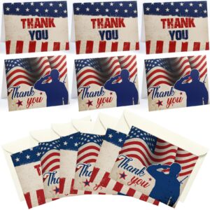 pasimy 120 sets patriotic thank you cards with white envelopes 2024 upgrade 4th of july cards american flag greeting cards bulk note cards for veterans memorial independence day party favor gifts