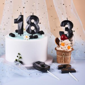 PHD CAKE 2.76 Inch Crystal Black 6 Number Birthday Candles, Black Number Candles, Cake Number Candles, Party Celebration