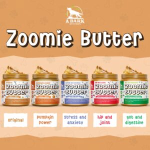 Zoomie Butter Original All Natural Dog Peanut Butter Squeeze. Human Grade, Healthy Dog Treat/Dog Food. Peanuts & Honey for Puppy Training, Behavior Aid, Pet Enrichment Toys, Grown & Made in USA