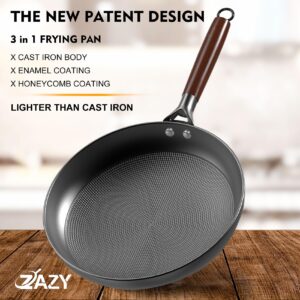 AOLDHYY Ying Pan 8 Inch, 3 in 1 Non Stick Frying Pans Garden Sculpture Outdoor Decoration, Black-sjiese02 (ZA-ZAUS-Z-PFP0318)