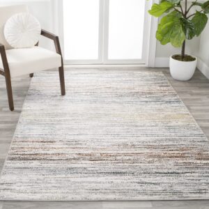 JONATHAN Y SOR200E-8 Loom Modern Strie' Indoor Area Rug, Solid & Striped, Transitional, Traditional, Bedroom, Kitchen, Living Room, Easy-Cleaning, Non-Shedding, 8 X 10, Gray/Blue/Orange