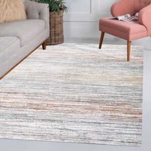 JONATHAN Y SOR200E-8 Loom Modern Strie' Indoor Area Rug, Solid & Striped, Transitional, Traditional, Bedroom, Kitchen, Living Room, Easy-Cleaning, Non-Shedding, 8 X 10, Gray/Blue/Orange