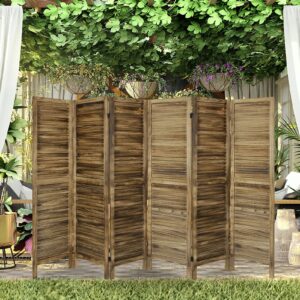 Babion 6 Panel Room Dividers, Wood Room Divider Screen, Room Dividers and Folding Privacy Screens, Folding Portable Partition Screen, Modern Bedroom Decoration(Dark Brown)