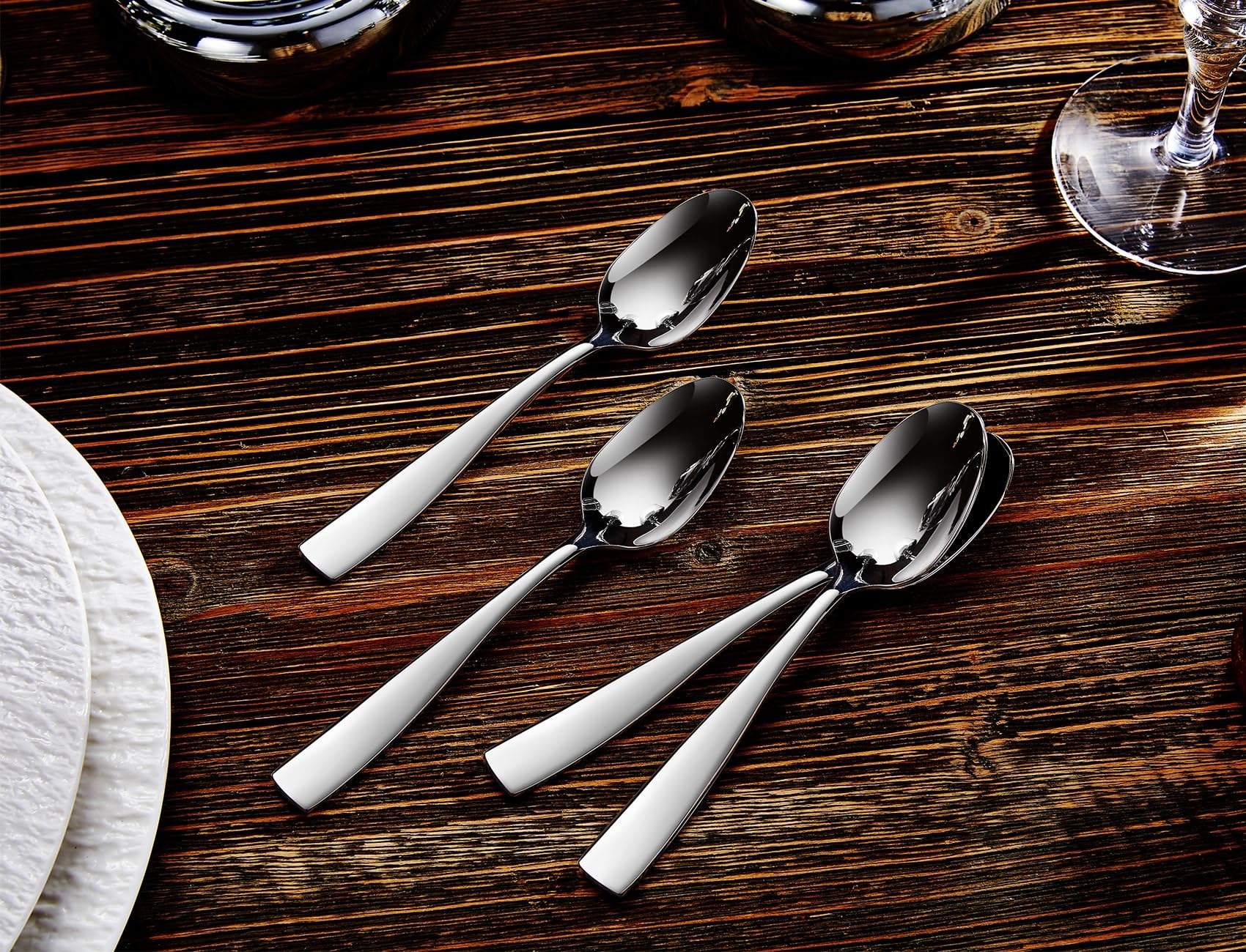 KEAWELL Premium 4-Piece Louis Spoon Set, 18/10 Stainless Steel, Set of 4, Fine Spoon Set with Squared Edge, Dishwasher Safe, Smooth and Solid (6.4" Teaspoon)