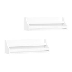 riverridge kids book nook wall bookshelf set (2 pack) - white shelves for nursery, playroom and living room - spacious shelves for favorite books, albums & keepsakes - easy assembly & mounting