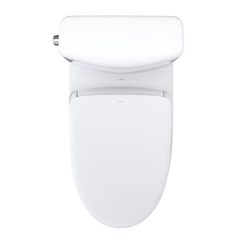 TOTO WASHLET+ Aquia IV Cube Two-Piece Elongated Dual Flush 1.28 and 0.9 GPF Toilet with S7 Contemporary Bidet Seat, Cotton White - MW4364726CEMFGN#01