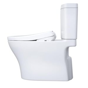 TOTO WASHLET+ Aquia IV Two-Piece Elongated Dual Flush 1.28 and 0.9 GPF Toilet and with Auto Flush S7A Contemporary Bidet Seat, Cotton White - MW4464736CEMGNA#01