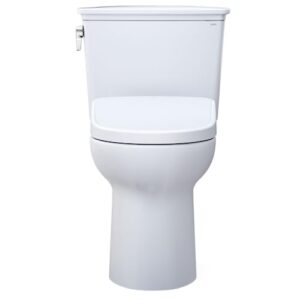 TOTO Drake Transitional WASHLET+ Two-Piece Elongated 1.28 GPF TORNADO FLUSH Toilet with S7A Contemporary Bidet Seat, Cotton White - MW7864736CEG#01