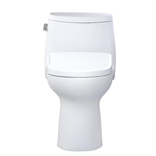 TOTO WASHLET+ UltraMax II One-Piece Elongated 1.28 GPF Toilet and WASHLET+ S7A Contemporary Bidet Seat, Cotton White - MW6044736CEFG#01