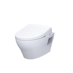 TOTO® WASHLET®+ EP Wall-Hung Elongated Toilet with S7 Contemporary Bidet Seat and DuoFit® In-Wall 0.9 and 1.28 GPF Dual-Flush Tank System, Matte Silver - CWT4284726CMFG#MS