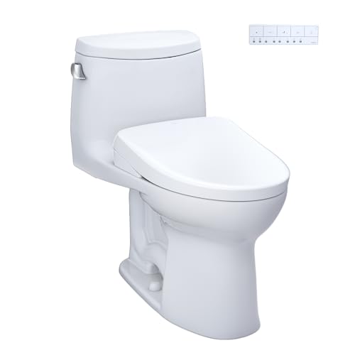 TOTO WASHLET+ UltraMax II One-Piece Elongated 1.28 GPF Toilet with Auto Flush WASHLET+ S7A Contemporary Bidet Seat, Cotton White - MW6044736CEFGA#01