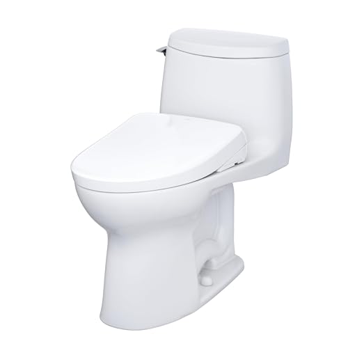 TOTO WASHLET+ UltraMax II 1G One-Piece Elongated 1.0 GPF Toilet and WASHLET+ S7A Contemporary Bidet Seat, Cotton White - MW6044736CUFG#01