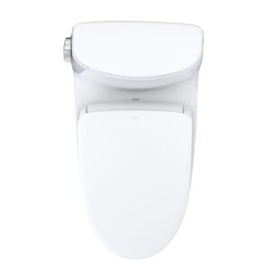 TOTO WASHLET+ UltraMax II One-Piece Elongated 1.28 GPF Toilet and WASHLET+ S7A Contemporary Bidet Seat, Cotton White - MW6044736CEFG#01