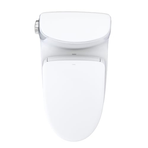 TOTO WASHLET+ UltraMax II One-Piece Elongated 1.28 GPF Toilet with Auto Flush WASHLET+ S7A Contemporary Bidet Seat, Cotton White - MW6044736CEFGA#01