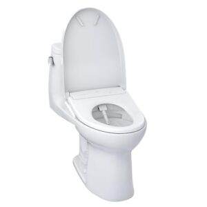 TOTO WASHLET+ UltraMax II One-Piece Elongated 1.28 GPF Toilet and WASHLET+ S7A Contemporary Bidet Seat, Cotton White - MW6044736CEFG#01