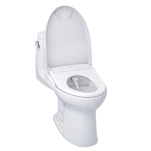 TOTO WASHLET+ UltraMax II One-Piece Elongated 1.28 GPF Toilet with Auto Flush WASHLET+ S7A Contemporary Bidet Seat, Cotton White - MW6044736CEFGA#01