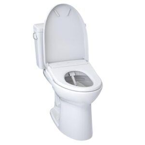 TOTO Drake WASHLET+ Two-Piece Elongated 1.6 GPF Universal Height TORNADO FLUSH Toilet and S7 Contemporary Bidet Seat with Auto Flush, 10 Inch Rough-In, Cotton White - MW7764726CSFGA.10#01