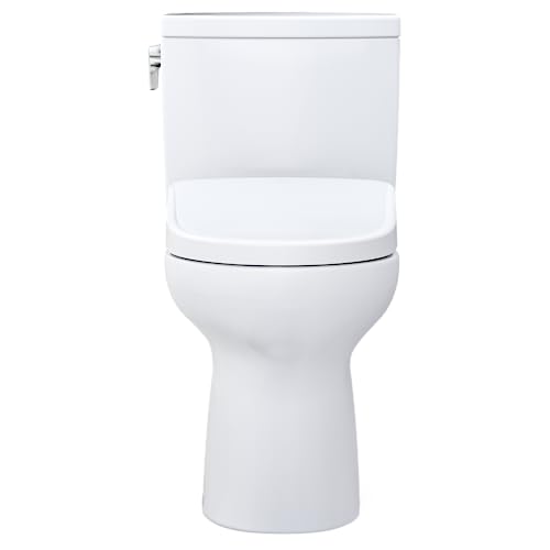 TOTO WASHLET+ Drake II 1G Two-Piece Elongated 1.0 GPF Toilet with Auto Flush WASHLET+ S7 Contemporary Bidet Seat, Cotton White - MW4544726CUFGA#01