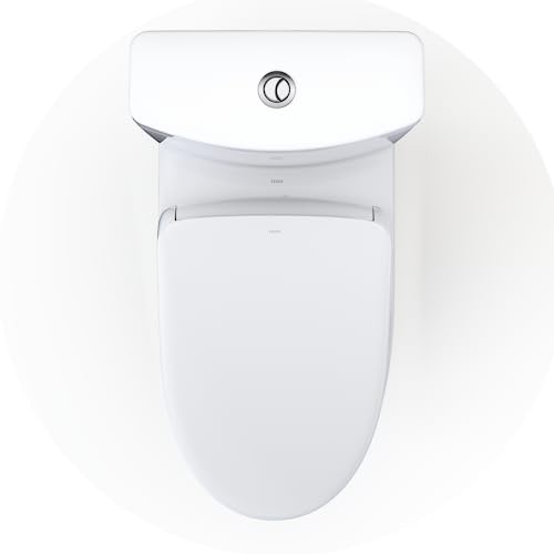 TOTO WASHLET+ Aquia IV Two-Piece Elongated Dual Flush 1.28 and 0.9 GPF Toilet and with Auto Flush S7A Contemporary Bidet Seat, Cotton White - MW4464736CEMGNA#01