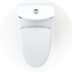 TOTO WASHLET - Aquia IV Two-Piece Elongated Dual Flush 1.28 and 0.9 GPF Toilet and Contemporary WASHLET S7 Contemporary Bidet Seat, Cotton White - MW4464726CEMGN#01