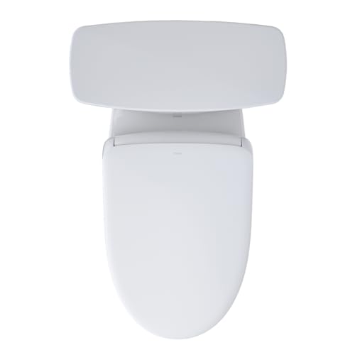 TOTO Drake Transitional WASHLET+ Two-Piece Elongated 1.28 GPF TORNADO FLUSH Toilet with S7A Contemporary Bidet Seat, Cotton White - MW7864736CEG#01