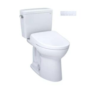 toto drake washlet+ two-piece elongated 1.6 gpf tornado flush toilet and s7a contemporary bidet seat with auto flush, cotton white - mw7764736csga#01